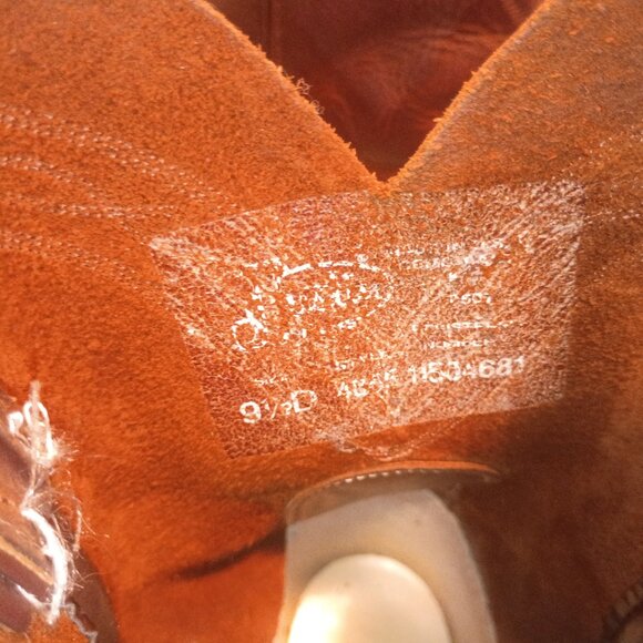 JUSTIN Men's Sz 9.5D Brown Leather Pull-on Round Toe Western Work Boots - Picture 11 of 12